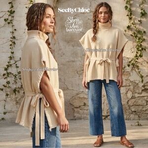 See By Chloé Cape Sweater Side Tie Boho Poncho Pullover *shop@iamwarrior